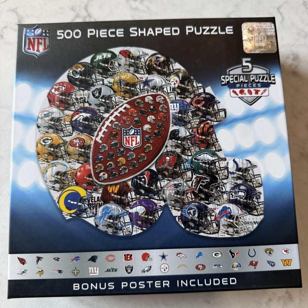 Master Pieces 500PC NFL League Drip Art Puzzle Helmet Shapes 5 Special Pieces